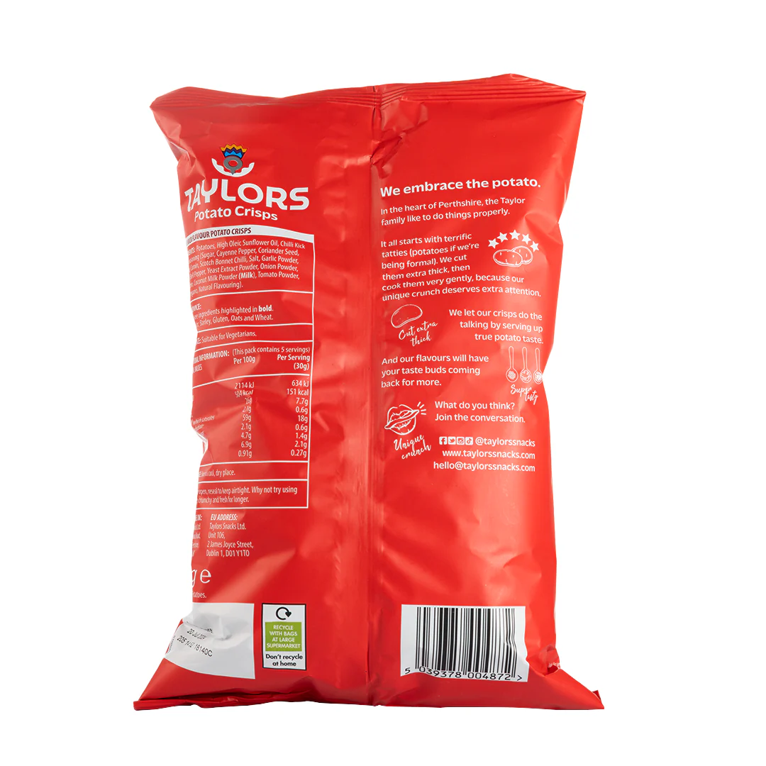 Taylors Chilli Kick Potato Crisps 150g - Image 3