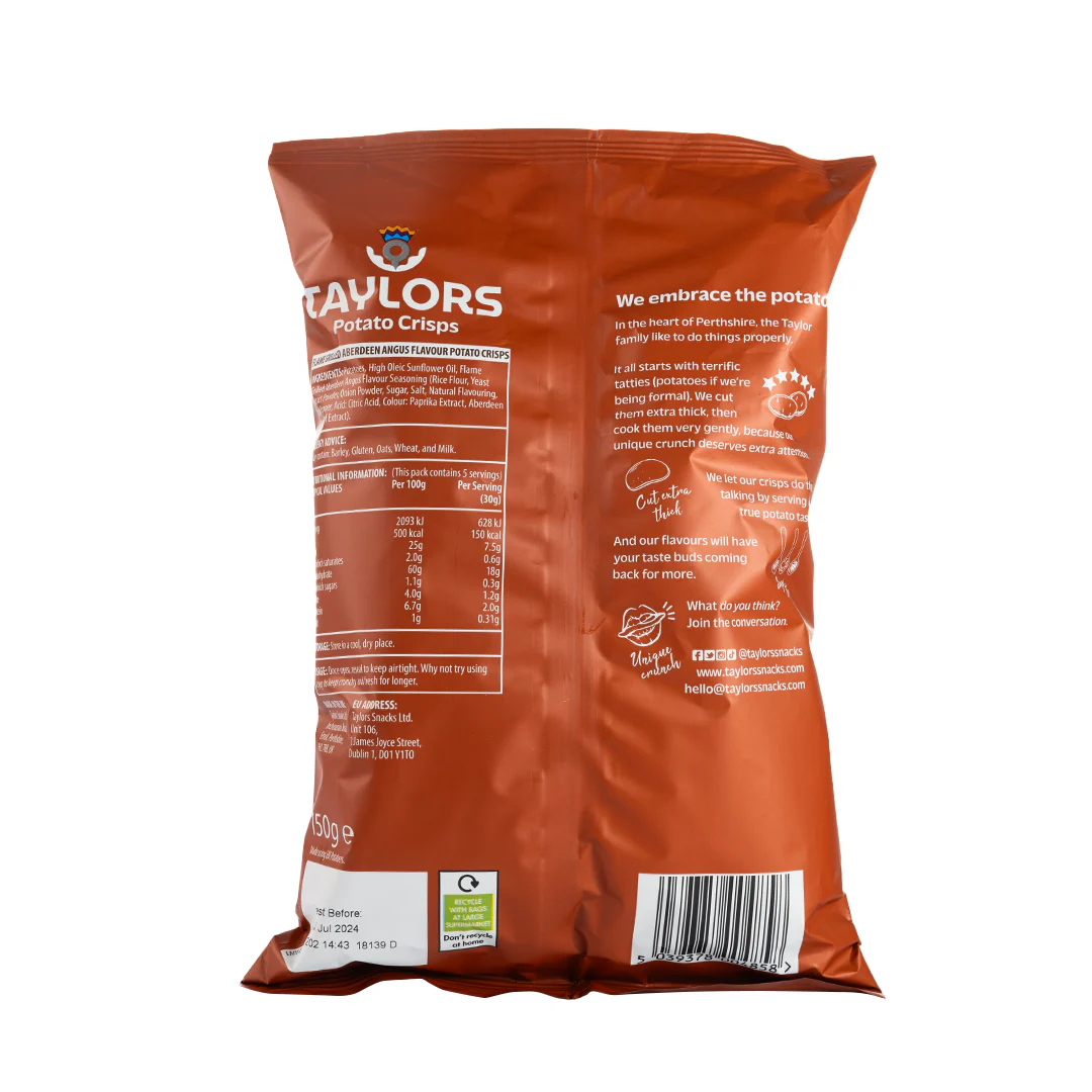 Taylors Flame Grilled Aberdeen Angus Potato Crisps 150g - Image 3
