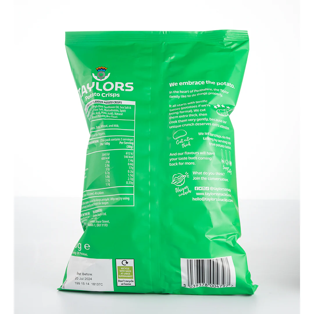Taylors Sea Salt & Vinegar Potato Crisps 150g - Image 3