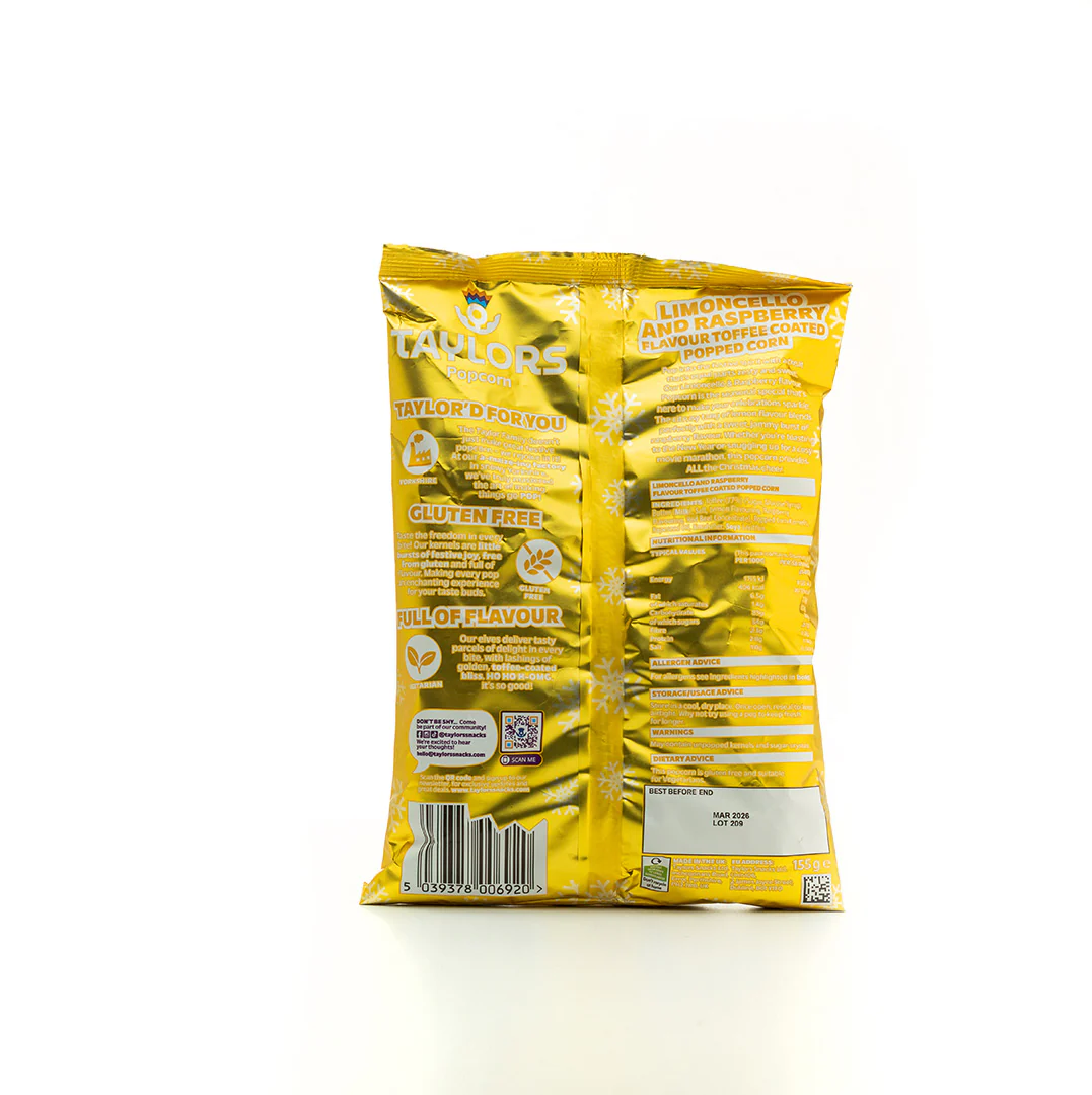 Taylors Limoncello and Raspberry Popcorn 155g - Image 2
