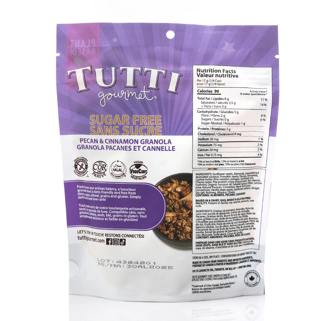 Tutti Gourmet Sugar Free Pecan and Cinnamon Granola 190g - Image 3