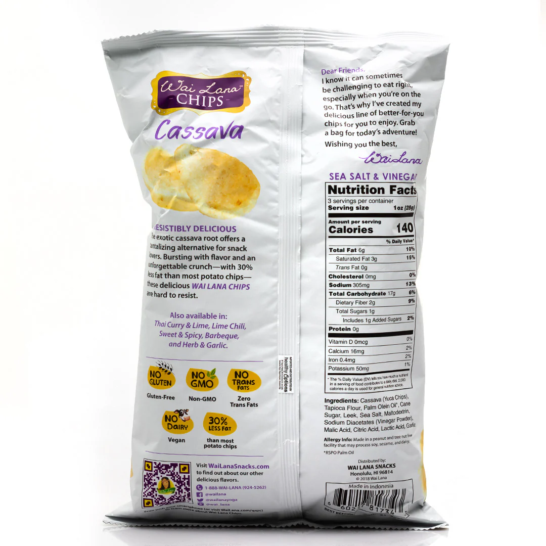 Wai Lana Cassava Chips Sea Salt and Vinegar 85g - Image 2