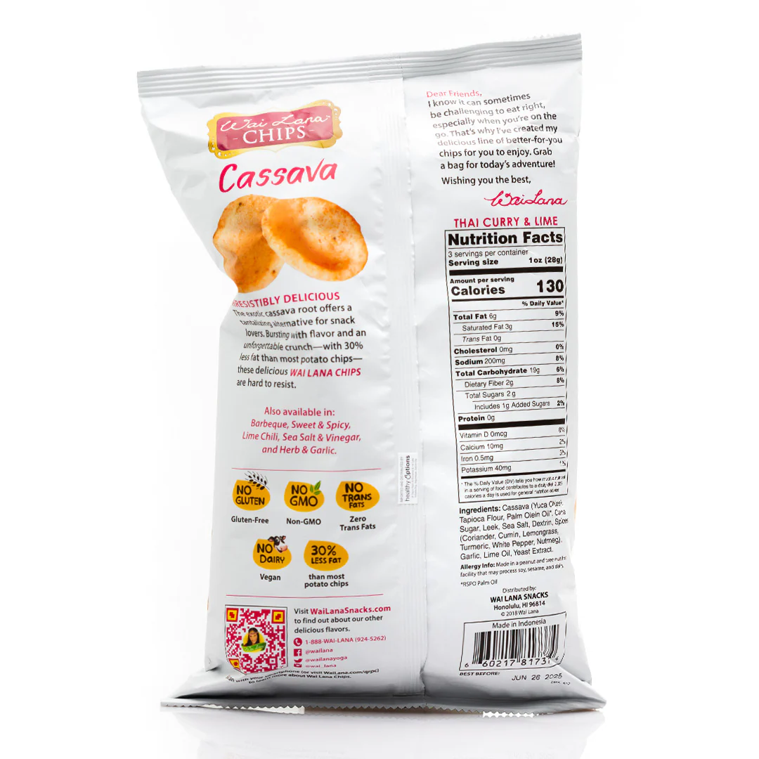 Wai Lana Cassava Chips Thai Curry and Lime 85g - Image 2