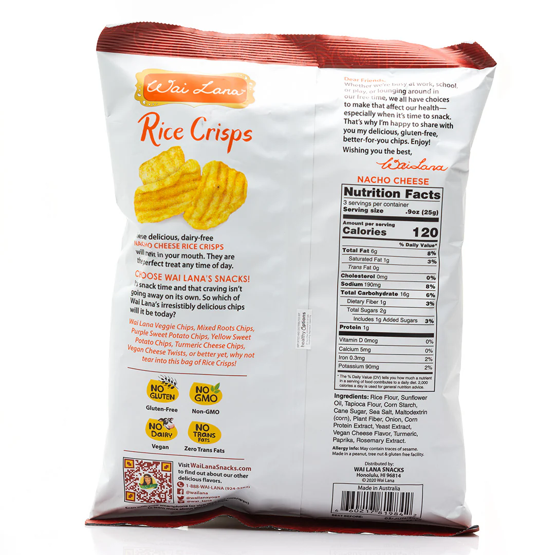 Wai Lana Rice Crisps Nacho Cheese 75g - Image 2