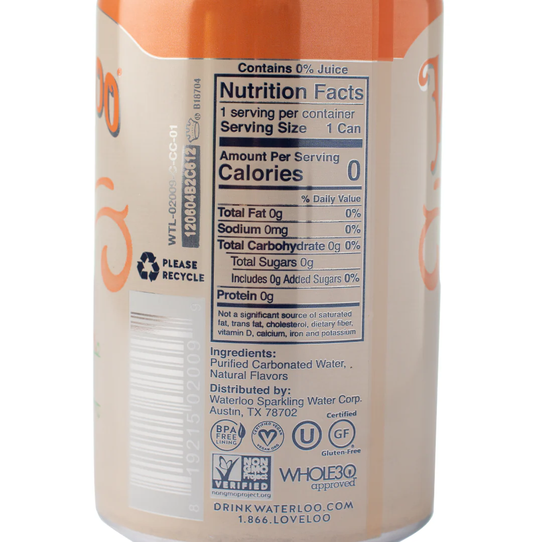 Waterloo Peach Sparkling Water 355ml - Image 2