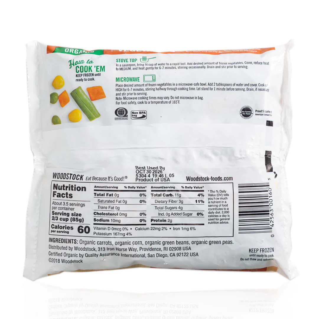 Frozen Woodstock Organic Mixed Vegetables 283g - Image 2