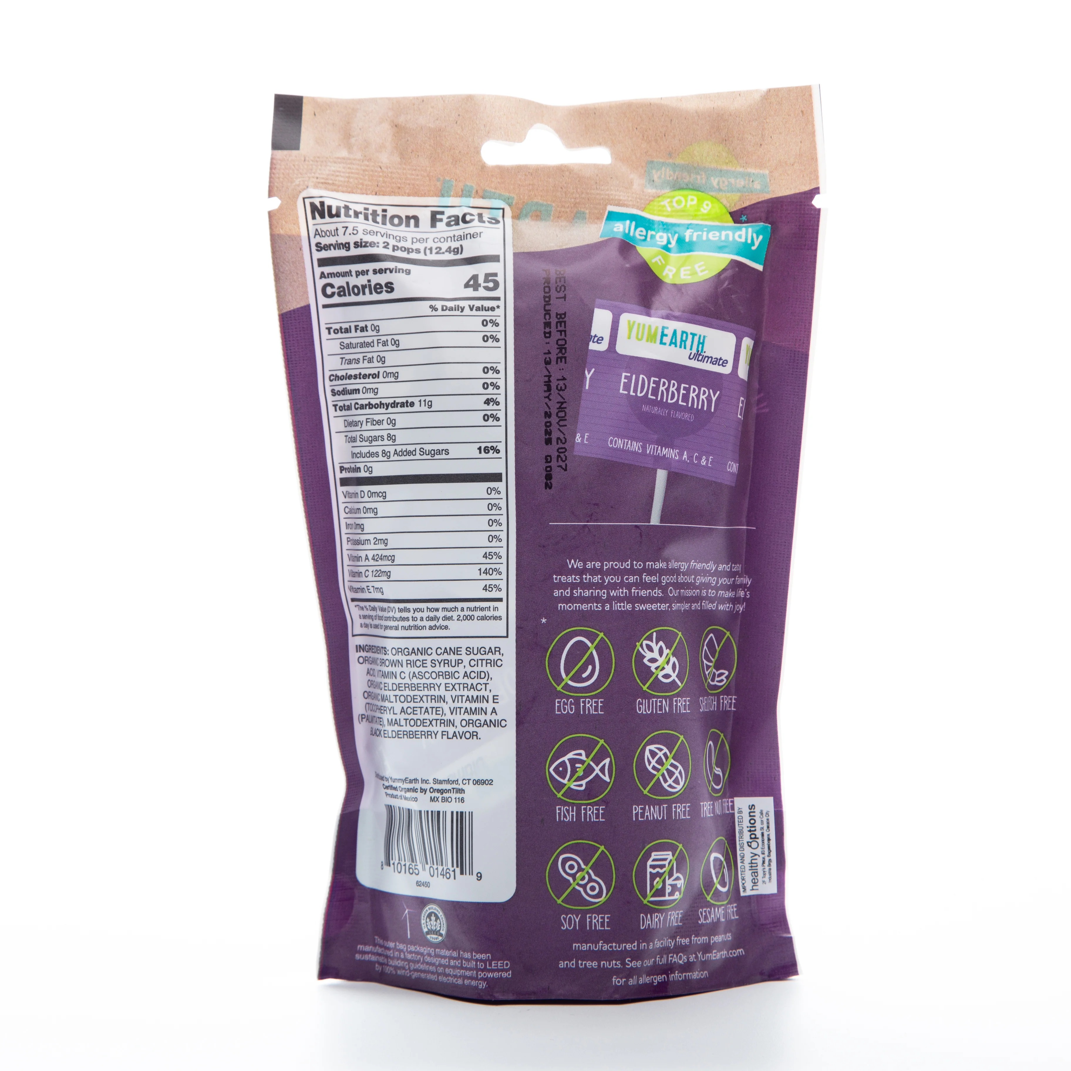 Yum Earth Ultimate Organic Elderberry Lollipops 93g - Image 2