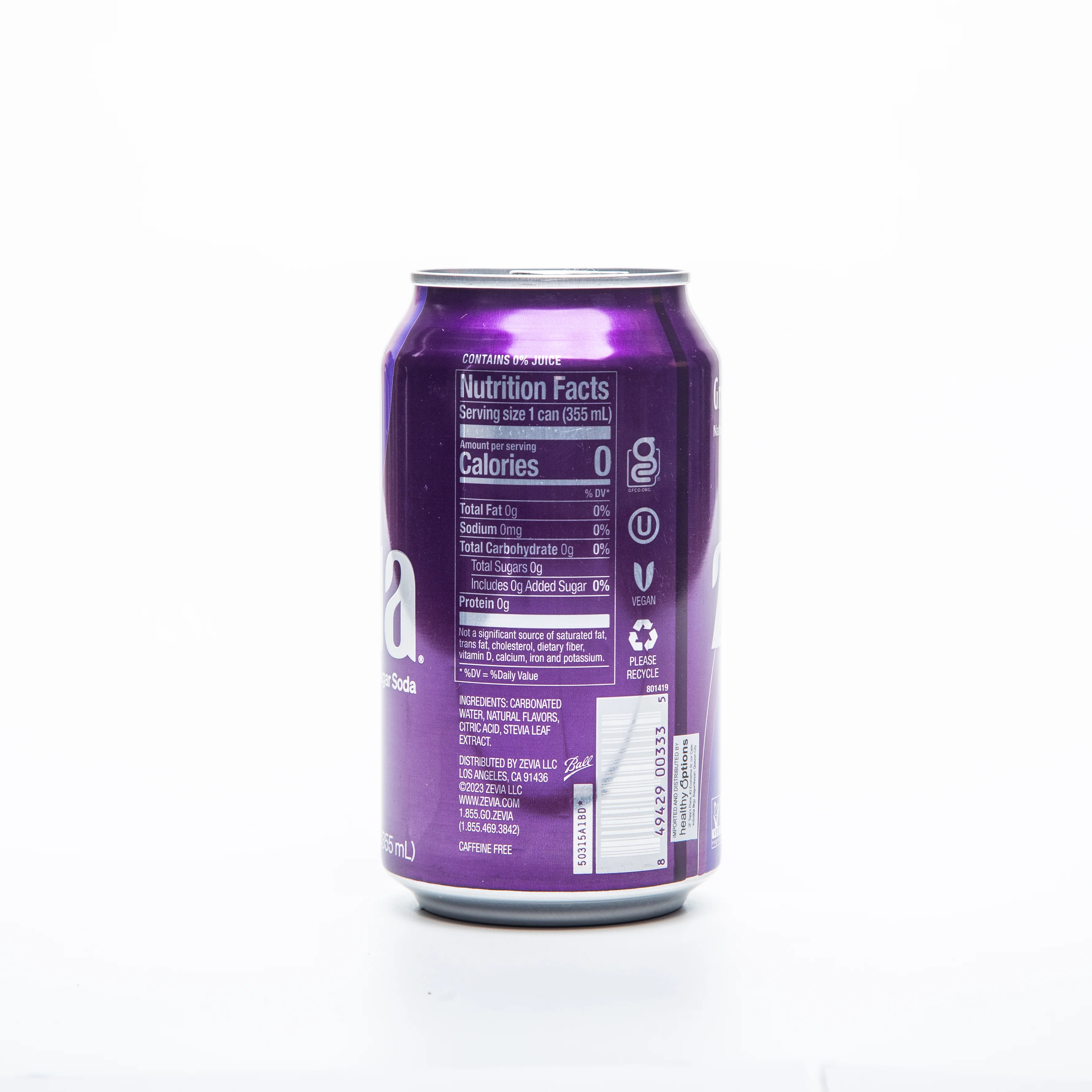 Zevia Grape Soda 355ml - Image 2