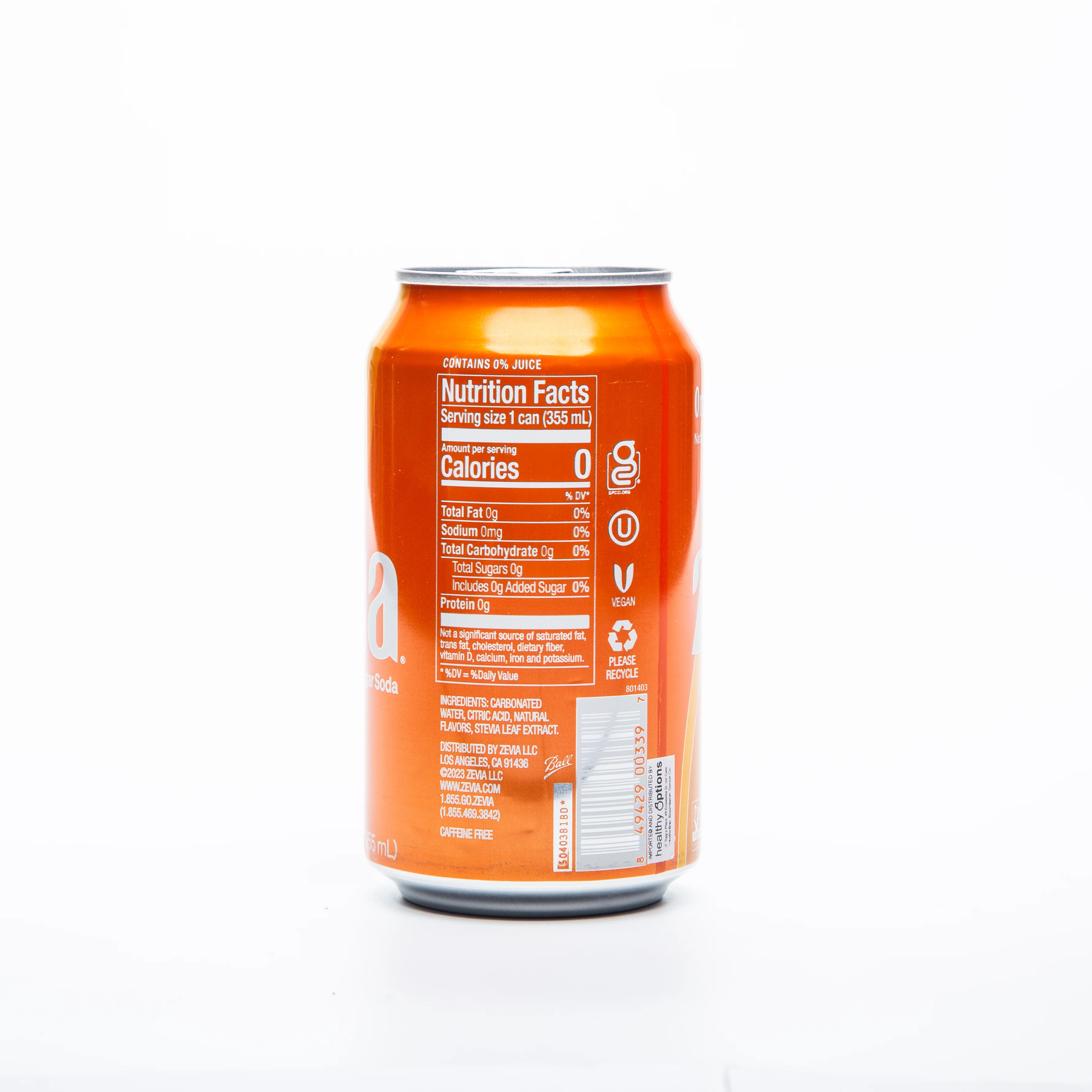 Zevia Orange Soda 355ml - Image 2
