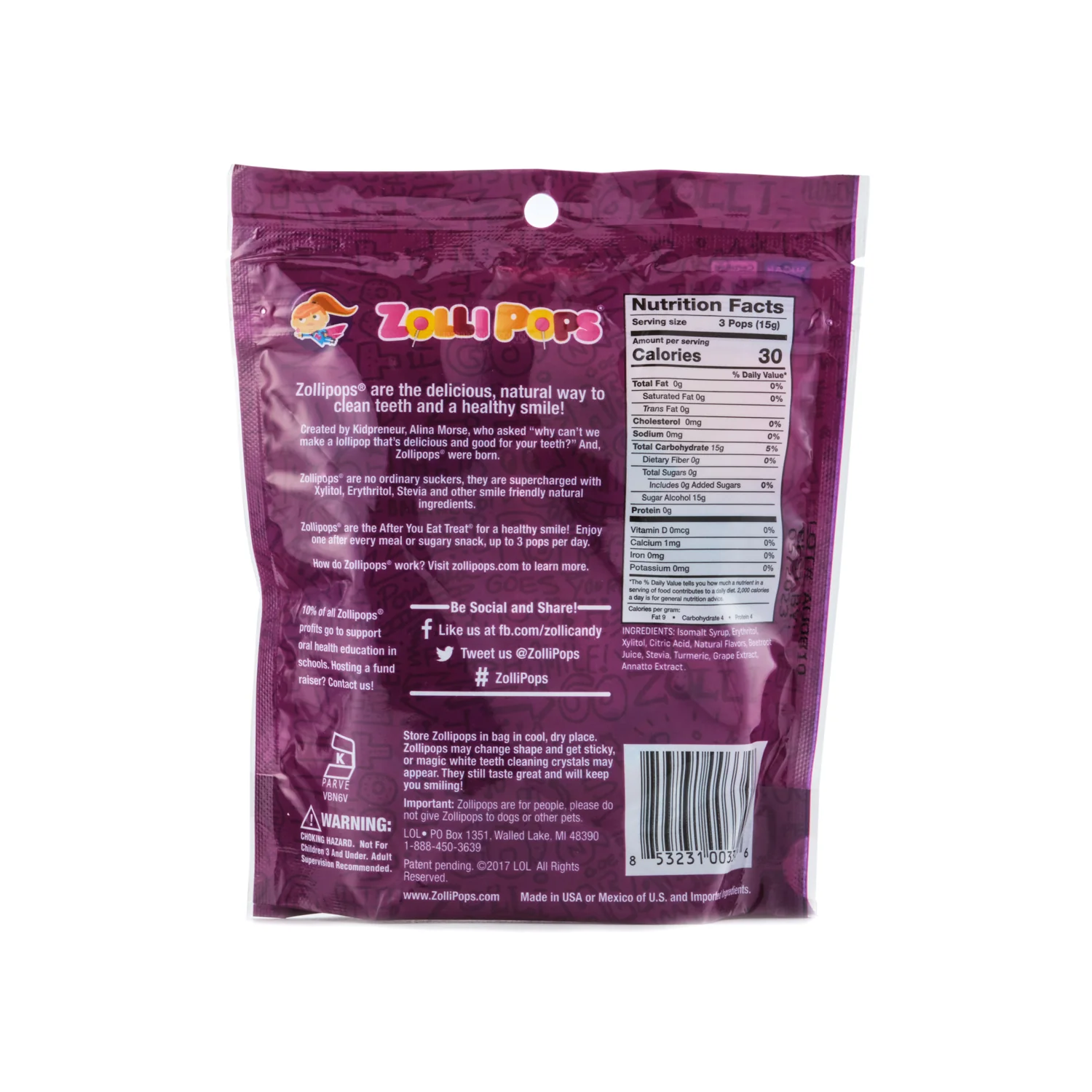 Zolli Pops Grape 15pcs - Image 2