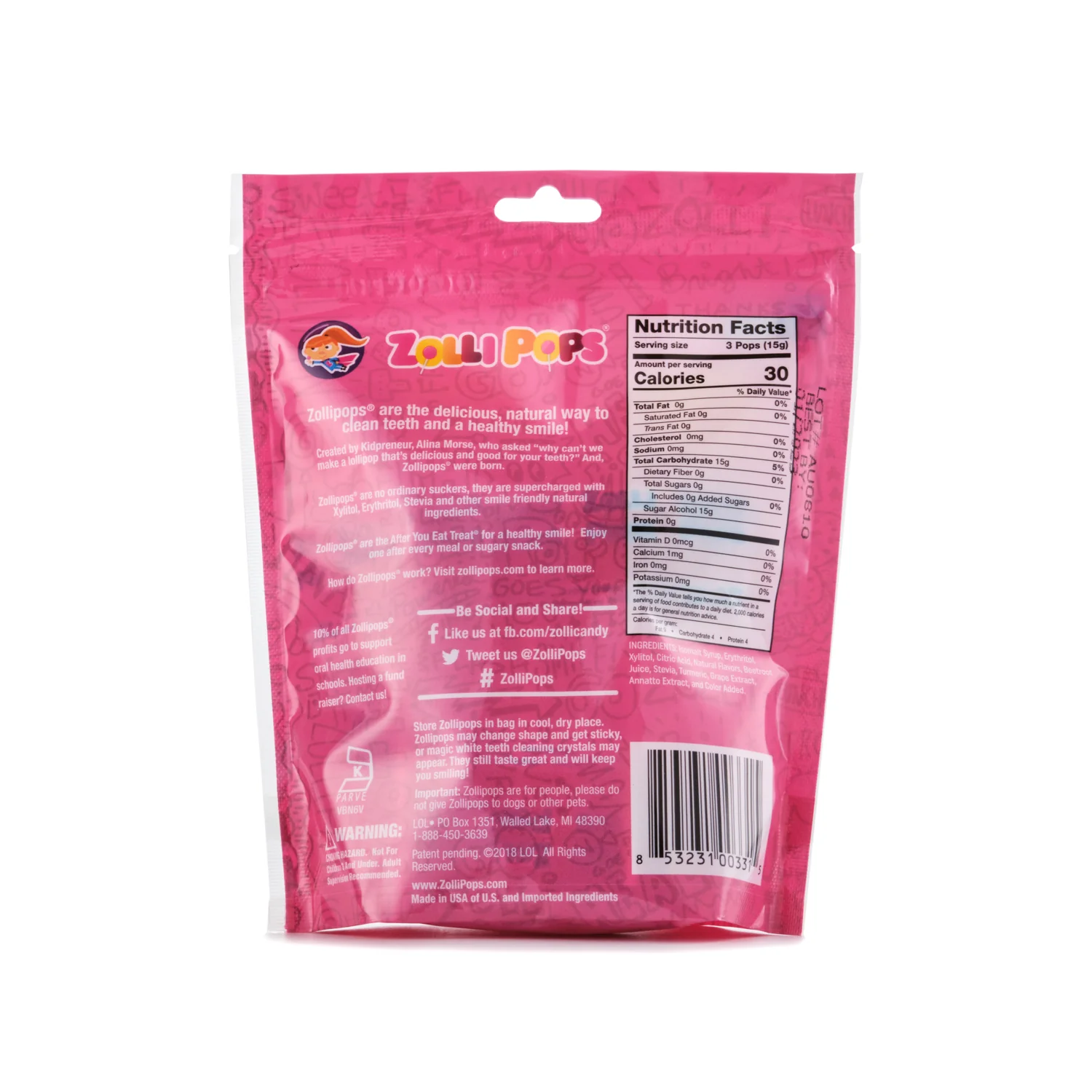 Zolli Pops Strawberry 15pcs - Image 2